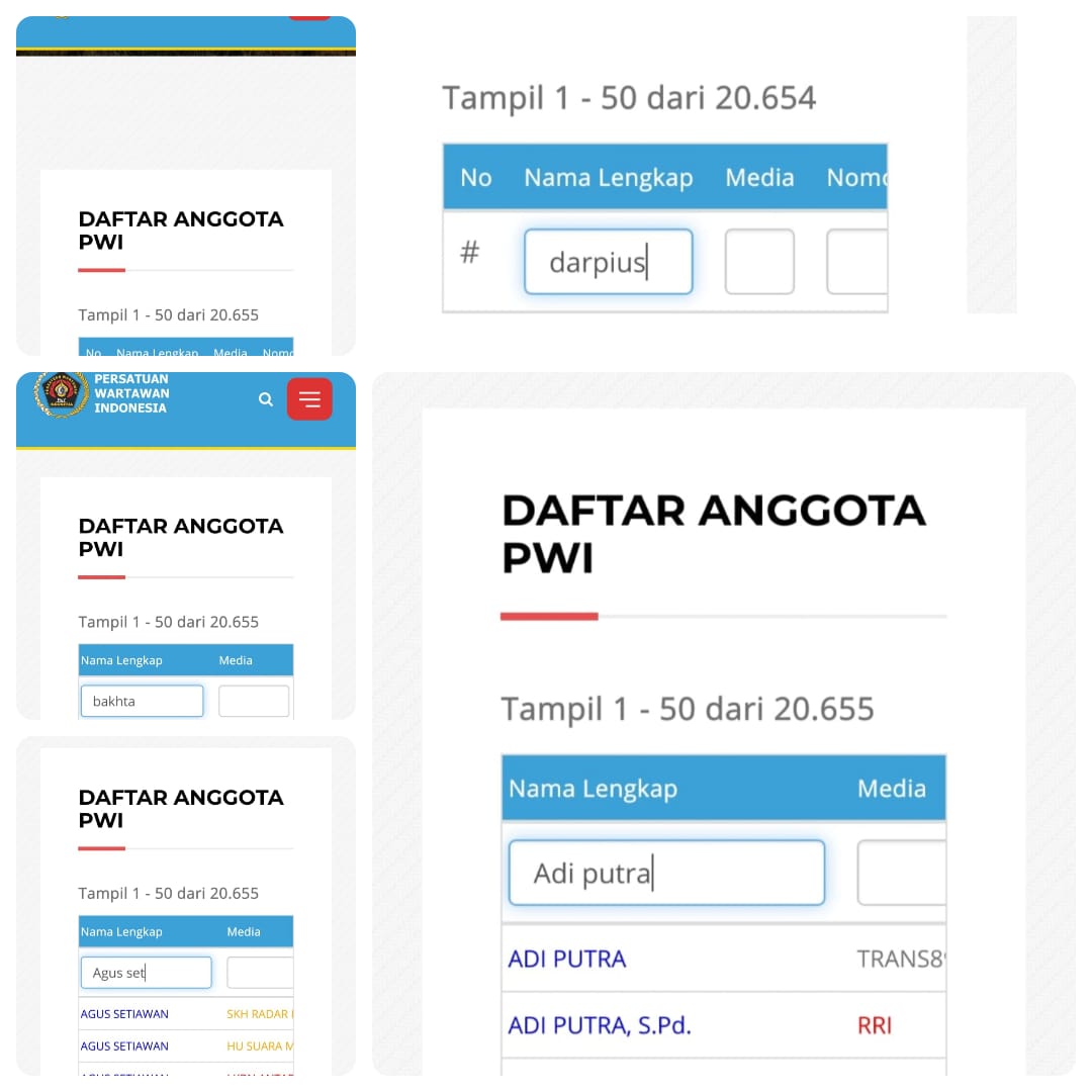 Nama yang dipecat PWI pusat langsung dihapus dari website resmi.(foto: ist)